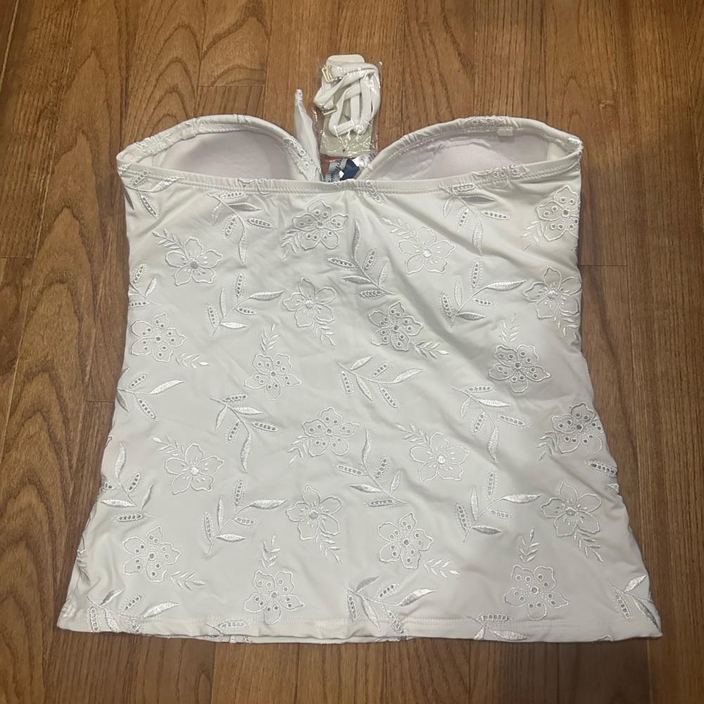 Tommy Bahama Eyelet Hideaway Tie Bandini White Tankini Swim Top Size XS - Picture 6 of 8
